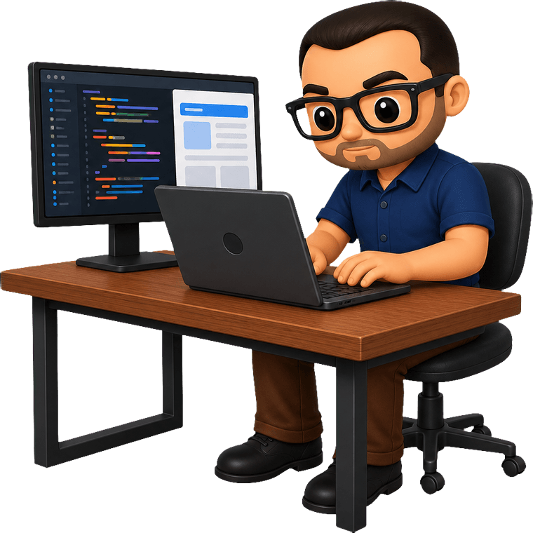 Mascotte travaillant sur un projet de développement web