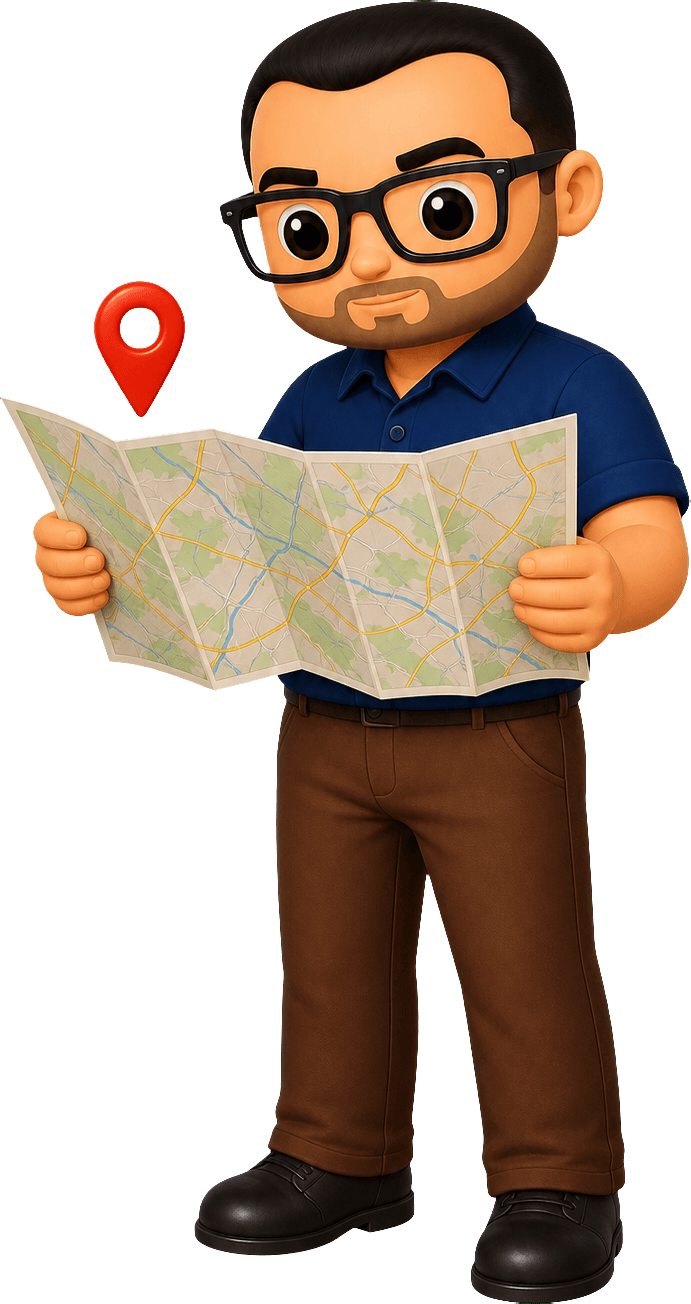 Mascotte consultant une carte de la zone d’intervention